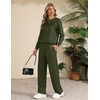 Ekouaer 2 Piece Sets for Women Lounge Set Airport Fall Travel Outfits 2026 | Pleated Top, Long Sleeve, Wide Leg Pants, Casual Tracksuit Matching Sets, Cozy Sweatsuits Vacation Fashion Women Clothing(Army Green)