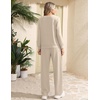 Ekouaer 2 Piece Sets for Women Lounge Set Airport Fall Travel Outfits 2026 | Pleated Top, Long Sleeve, Wide Leg Pants, Casual Tracksuit Matching Sets, Cozy Sweatsuits Vacation Fashion Women Clothing(Beige)