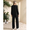 Ekouaer 2 Piece Sets for Women Lounge Set Airport Fall Travel Outfits 2026 | Pleated Top, Long Sleeve, Wide Leg Pants, Casual Tracksuit Matching Sets, Cozy Sweatsuits Vacation Fashion Women Clothing(Black)