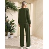 Ekouaer 2 Piece Sets for Women Lounge Set Airport Fall Travel Outfits 2026 | Pleated Top, Long Sleeve, Wide Leg Pants, Casual Tracksuit Matching Sets, Cozy Sweatsuits Vacation Fashion Women Clothing(Army Green)