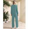 Ekouaer 2 Piece Sets for Women Lounge Set Airport Fall Travel Outfits 2026 | Pleated Top, Long Sleeve, Wide Leg Pants, Casual Tracksuit Matching Sets, Cozy Sweatsuits Vacation Fashion Women Clothing(Grey Green)