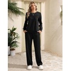 Ekouaer 2 Piece Sets for Women Lounge Set Airport Fall Travel Outfits 2026 | Pleated Top, Long Sleeve, Wide Leg Pants, Casual Tracksuit Matching Sets, Cozy Sweatsuits Vacation Fashion Women Clothing(Black)
