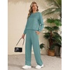 Ekouaer 2 Piece Sets for Women Lounge Set Airport Fall Travel Outfits 2026 | Pleated Top, Long Sleeve, Wide Leg Pants, Casual Tracksuit Matching Sets, Cozy Sweatsuits Vacation Fashion Women Clothing(Grey Green)