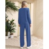 Ekouaer 2 Piece Sets for Women Lounge Set Airport Fall Travel Outfits 2026 | Pleated Top, Long Sleeve, Wide Leg Pants, Casual Tracksuit Matching Sets, Cozy Sweatsuits Vacation Fashion Women Clothing(Classic Blue)