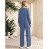 Ekouaer 2 Piece Sets for Women Lounge Set Airport Fall Travel Outfits 2026 | Pleated Top, Long Sleeve, Wide Leg Pants, Casual Tracksuit Matching Sets, Cozy Sweatsuits Vacation Fashion Women Clothing(Grey Blue)