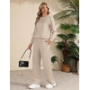 Ekouaer 2 Piece Sets for Women Lounge Set Airport Fall Travel Outfits 2026 | Pleated Top, Long Sleeve, Wide Leg Pants, Casual Tracksuit Matching Sets, Cozy Sweatsuits Vacation Fashion Women Clothing(Beige)