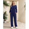 Ekouaer 2 Piece Sets for Women Lounge Set Airport Fall Travel Outfits 2026 | Pleated Top, Long Sleeve, Wide Leg Pants, Casual Tracksuit Matching Sets, Cozy Sweatsuits Vacation Fashion Women Clothing(Navy Blue)