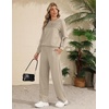 Ekouaer 2 Piece Sets for Women Lounge Set Airport Fall Travel Outfits 2026 | Pleated Top, Long Sleeve, Wide Leg Pants, Casual Tracksuit Matching Sets, Cozy Sweatsuits Vacation Fashion Women Clothing(Moon Grey)