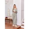 Ekouaer Lounge Sets for Women Long Sleeve Ribbed Knit Pajama Set | Soft Warm, Fall Winter Outfits 2026, V Neck Long Sleeve Tops Long Pants with Pockets, 2 Piece Loungewear Home Wear(Moon Gray)