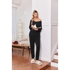 Ekouaer Lounge Sets for Women Long Sleeve Ribbed Knit Pajama Set | Soft Warm, Fall Winter Outfits 2026, V Neck Long Sleeve Tops Long Pants with Pockets, 2 Piece Loungewear Home Wear(Black)
