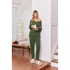 Ekouaer Lounge Sets for Women Long Sleeve Ribbed Knit Pajama Set | Soft Warm, Fall Winter Outfits 2026, V Neck Long Sleeve Tops Long Pants with Pockets, 2 Piece Loungewear Home Wear(Army Green)