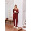 Ekouaer Lounge Sets for Women Long Sleeve Ribbed Knit Pajama Set | Soft Warm, Fall Winter Outfits 2026, V Neck Long Sleeve Tops Long Pants with Pockets, 2 Piece Loungewear Home Wear(Wine Red)