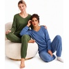 Ekouaer Lounge Sets for Women Long Sleeve Ribbed Knit Pajama Set | Soft Warm, Fall Winter Outfits 2026, V Neck Long Sleeve Tops Long Pants with Pockets, 2 Piece Loungewear Home Wear(Black)