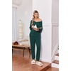 Ekouaer Lounge Sets for Women Long Sleeve Ribbed Knit Pajama Set | Soft Warm, Fall Winter Outfits 2026, V Neck Long Sleeve Tops Long Pants with Pockets, 2 Piece Loungewear Home Wear(Lake Green)