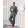 Ekouaer Mens Long Sleeve T-Shirt Pajama Set Soft 2 Piece Lounge Set | Lightweight Long Sleeve Shirts and Bottoms, Soft Comfy Sleep Sets,2 Pieces Loungewear,Crew Neck(Dark Dray)