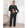 Ekouaer Mens Long Sleeve T-Shirt Pajama Set Soft 2 Piece Lounge Set | Lightweight Long Sleeve Shirts and Bottoms, Soft Comfy Sleep Sets,2 Pieces Loungewear,Crew Neck(Black)
