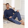 Ekouaer Mens Long Sleeve T-Shirt Pajama Set Soft 2 Piece Lounge Set | Lightweight Long Sleeve Shirts and Bottoms, Soft Comfy Sleep Sets,2 Pieces Loungewear,Crew Neck(Blue Plaid)