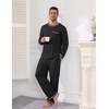 Ekouaer Mens Long Sleeve T-Shirt Pajama Set Soft 2 Piece Lounge Set | Lightweight Long Sleeve Shirts and Bottoms, Soft Comfy Sleep Sets,2 Pieces Loungewear,Crew Neck(Black)