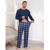 Ekouaer Mens Long Sleeve T-Shirt Pajama Set Soft 2 Piece Lounge Set | Lightweight Long Sleeve Shirts and Bottoms, Soft Comfy Sleep Sets,2 Pieces Loungewear,Crew Neck(Blue Plaid)
