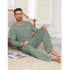 Ekouaer Mens Long Sleeve T-Shirt Pajama Set Soft 2 Piece Lounge Set | Lightweight Long Sleeve Shirts and Bottoms, Soft Comfy Sleep Sets,2 Pieces Loungewear,Crew Neck(Sage Green)
