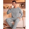 Ekouaer Mens Long Sleeve T-Shirt Pajama Set Soft 2 Piece Lounge Set | Lightweight Long Sleeve Shirts and Bottoms, Soft Comfy Sleep Sets,2 Pieces Loungewear,Crew Neck(Light Grey)