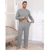Ekouaer Mens Long Sleeve T-Shirt Pajama Set Soft 2 Piece Lounge Set | Lightweight Long Sleeve Shirts and Bottoms, Soft Comfy Sleep Sets,2 Pieces Loungewear,Crew Neck(Light Grey)