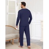 Ekouaer Mens Long Sleeve T-Shirt Pajama Set Soft 2 Piece Lounge Set | Lightweight Long Sleeve Shirts and Bottoms, Soft Comfy Sleep Sets,2 Pieces Loungewear,Crew Neck(Navy)