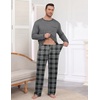 Ekouaer Mens Long Sleeve T-Shirt Pajama Set Soft 2 Piece Lounge Set | Lightweight Long Sleeve Shirts and Bottoms, Soft Comfy Sleep Sets,2 Pieces Loungewear,Crew Neck(Grey Plaid)