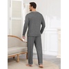 Ekouaer Mens Long Sleeve T-Shirt Pajama Set Soft 2 Piece Lounge Set | Lightweight Long Sleeve Shirts and Bottoms, Soft Comfy Sleep Sets,2 Pieces Loungewear,Crew Neck(Dark Dray)