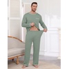 Ekouaer Mens Long Sleeve T-Shirt Pajama Set Soft 2 Piece Lounge Set | Lightweight Long Sleeve Shirts and Bottoms, Soft Comfy Sleep Sets,2 Pieces Loungewear,Crew Neck(Sage Green)