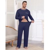 Ekouaer Mens Long Sleeve T-Shirt Pajama Set Soft 2 Piece Lounge Set | Lightweight Long Sleeve Shirts and Bottoms, Soft Comfy Sleep Sets,2 Pieces Loungewear,Crew Neck(Navy)