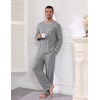 Ekouaer Mens Long Sleeve T-Shirt Pajama Set Soft 2 Piece Lounge Set | Lightweight Long Sleeve Shirts and Bottoms, Soft Comfy Sleep Sets,2 Pieces Loungewear,Crew Neck(Light Grey)
