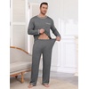 Ekouaer Mens Long Sleeve T-Shirt Pajama Set Soft 2 Piece Lounge Set | Lightweight Long Sleeve Shirts and Bottoms, Soft Comfy Sleep Sets,2 Pieces Loungewear,Crew Neck(Dark Dray)