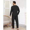 Ekouaer Mens Long Sleeve T-Shirt Pajama Set Soft 2 Piece Lounge Set | Lightweight Long Sleeve Shirts and Bottoms, Soft Comfy Sleep Sets,2 Pieces Loungewear,Crew Neck(Black)