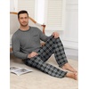 Ekouaer Mens Long Sleeve T-Shirt Pajama Set Soft 2 Piece Lounge Set | Lightweight Long Sleeve Shirts and Bottoms, Soft Comfy Sleep Sets,2 Pieces Loungewear,Crew Neck(Grey Plaid)
