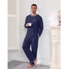 Ekouaer Mens Long Sleeve T-Shirt Pajama Set Soft 2 Piece Lounge Set | Lightweight Long Sleeve Shirts and Bottoms, Soft Comfy Sleep Sets,2 Pieces Loungewear,Crew Neck(Navy)
