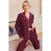 Ekouaer Pajamas Womens Long Sleeve Sleepwear Button Down Loungewear Pjs Set | Comfy Soft,Classic Notch Collar,2 Piece Matching Set for Postpartum,Maternity,Bridal,Travel,Daily,Gift(Wine Red)