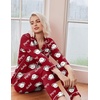 Ekouaer Pajamas Womens Long Sleeve Sleepwear Button Down Loungewear Pjs Set | Comfy Soft,Classic Notch Collar,2 Piece Matching Set for Postpartum,Maternity,Bridal,Travel,Daily,Gift(Teddy Wine)
