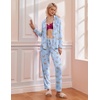 Ekouaer Pajamas Womens Long Sleeve Sleepwear Button Down Loungewear Pjs Set | Comfy Soft,Classic Notch Collar,2 Piece Matching Set for Postpartum,Maternity,Bridal,Travel,Daily,Gift(Light Blue-animal)