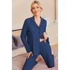 Ekouaer Pajamas Womens Long Sleeve Sleepwear Button Down Loungewear Pjs Set | Comfy Soft,Classic Notch Collar,2 Piece Matching Set for Postpartum,Maternity,Bridal,Travel,Daily,Gift(Navy Blue)