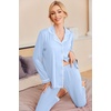 Ekouaer Pajamas Womens Long Sleeve Sleepwear Button Down Loungewear Pjs Set | Comfy Soft,Classic Notch Collar,2 Piece Matching Set for Postpartum,Maternity,Bridal,Travel,Daily,Gift(Blue)
