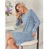 Ekouaer Womens Long Sleeve Nightgown Crewneck Sleepshirt Soft Sleep Dress | This Sleepwear Features Super Soft Skin-friendly Knit Fabric Pajama for Sleeping or Lounging Excellent Value for the Price(Light Blue)