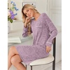 Ekouaer Womens Long Sleeve Nightgown Crewneck Sleepshirt Soft Sleep Dress | This Sleepwear Features Super Soft Skin-friendly Knit Fabric Pajama for Sleeping or Lounging Excellent Value for the Price(Purple)