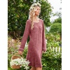 Ekouaer Womens Long Sleeve Nightgown Crewneck Sleepshirt Soft Sleep Dress | This Sleepwear Features Super Soft Skin-friendly Knit Fabric Pajama for Sleeping or Lounging Excellent Value for the Price(Wine Red)