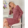 Ekouaer Womens Long Sleeve Nightgown Crewneck Sleepshirt Soft Sleep Dress | This Sleepwear Features Super Soft Skin-friendly Knit Fabric Pajama for Sleeping or Lounging Excellent Value for the Price(Wine Red)