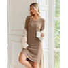 Ekouaer Womens Long Sleeve Nightgown Crewneck Sleepshirt Soft Sleep Dress | This Sleepwear Features Super Soft Skin-friendly Knit Fabric Pajama for Sleeping or Lounging Excellent Value for the Price(Brown)