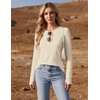 Ekouaer Womens Long Sleeve Shirts Thumb Hole Tops Thermal Fall Clothes | Crew Neck T Shirts, Loose Fit, Undershirts, Layering, Casual, Work, Winter Outfits(Beige)