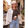 Ekouaer Womens Long Sleeve Shirts Thumb Hole Tops Thermal Fall Clothes | Crew Neck T Shirts, Loose Fit, Undershirts, Layering, Casual, Work, Winter Outfits(Brown)