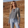 Ekouaer Womens Long Sleeve Shirts Thumb Hole Tops Thermal Fall Clothes | Crew Neck T Shirts, Loose Fit, Undershirts, Layering, Casual, Work, Winter Outfits(Light Grey)
