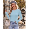 Ekouaer Womens Long Sleeve Shirts Thumb Hole Tops Thermal Fall Clothes | Crew Neck T Shirts, Loose Fit, Undershirts, Layering, Casual, Work, Winter Outfits(Light Blue)